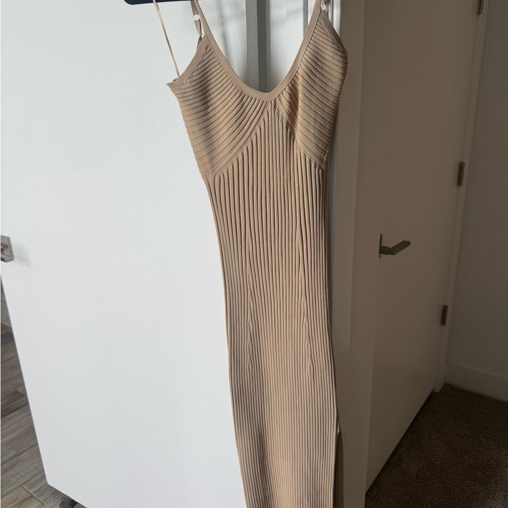 House of Harlow Tan Ribbed Dress